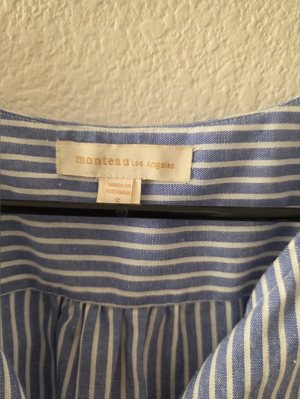 Blue Stripe Midi Dress - Classic Sleeveless Cotton Blend - Picture 3 of 3